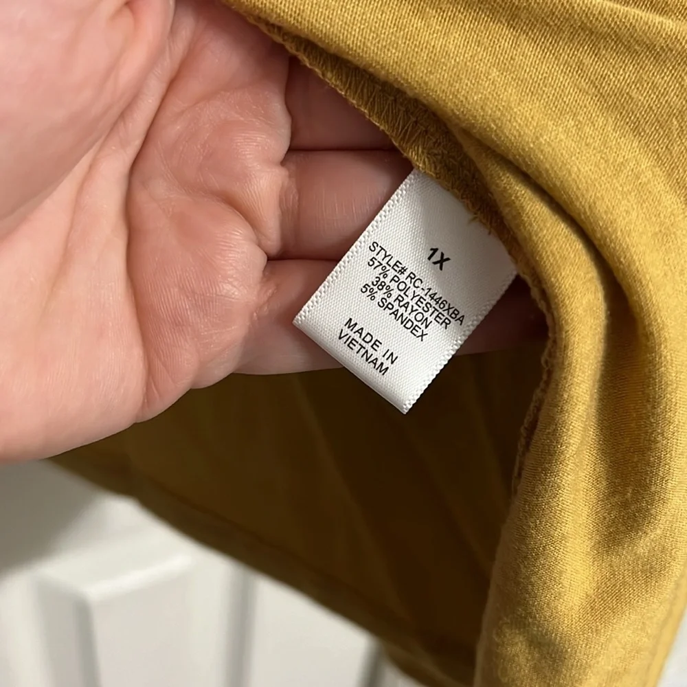 Zenana Premium Lt Mustard Open Cardigan with Lace Detail Sleeve Size 1X - Picture 6 of 7